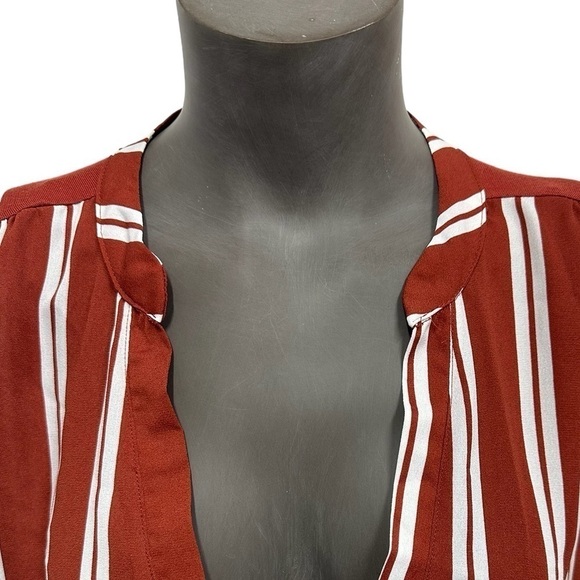 2x Womens Blouse Striped Rue 21 Business Casual Burnt Orange - Picture 3 of 5